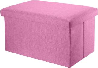 Intirilife Faltbare Sitzbank 78x38x38 cm in KIRSCHBLÜTEN PINK - Sitzwürfel mit Stauraum und Deckel aus Stoff in Leinen Optik - Sitzcube Fußablage Aufbewahrungsbox Truhe Sitzhocker