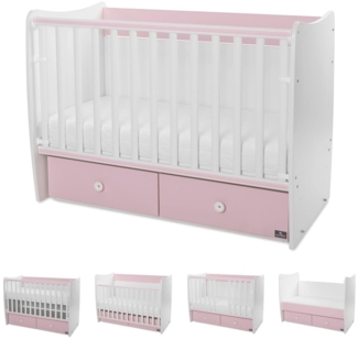 Lorelli Babybett MATRIX NEW Kinderbett 120 x 60 cm, 2 Ebenen, 2 Schubladen rosa