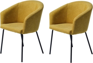 FJORDFORM Esszimmerstuhl, 2'er stühlen, senfgelb, Schwarze metalbeine Chair, Brego, senfgelb, one Size