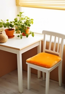 Lammfell Sitzkissen 40 x 40 cm Orange