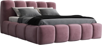 A&J MöbelLand 'Sonic' Polsterbett, Polyester, Rosa, 140 x 200, mit Matratze, mit Lattenrost, mit Bettkasten