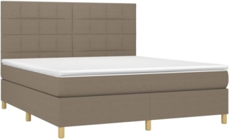 vidaXL Boxspringbett mit Matratze & LED Taupe 160x200 cm Stoff 3135449