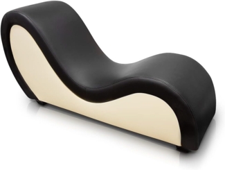 QUIRUMED Tantra-Sessel, Farbe Schwarz-Beige, Diwan-Paare, Relax-Sofa, Kunstleder, ergonomisch, 162 x 48 x 48-80 cm