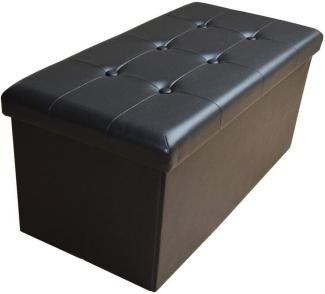 Style home Sitzbank Sitzhocker mit Stauraum, Faltbare Sitztruhe Fußbank Aufbewahrungsbox Polsterbank, belastbar bis 300kg, Kunstleder, 76 * 38 * 38 cm (Schwarz)