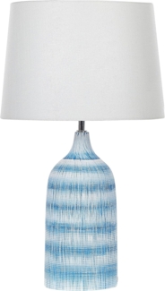 'Georgina' Tischlampe mit Keramikfuß Blau 66 cm Langes Kabel mit Schalter Klassischer Lampenschirm aus Baumwolle Jute in Weiß Wohnzimmer Schlafzimmer