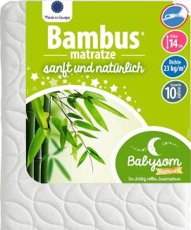 Babysom - Babymatratze Bambus - 60x120 cm | Kindermatratze - Naturfaser - Atmungsaktiv - Bezug abziehbar - Luftdurchlässiger Kaltschaum - Geprüft - Höhe 14cm