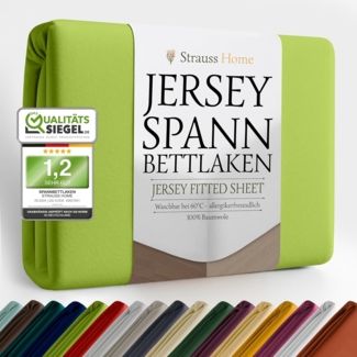 Strauss Home Spannbettlaken Premium, Gummizug: Rundumgummi, 150gr/m2 Premium Jersey 100% Baumwolle
