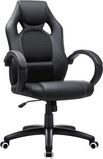 Songmics Racing Stuhl Bürostuhl Gaming Stuhl Chefsessel Drehstuhl PU, schwarz, OBG56B