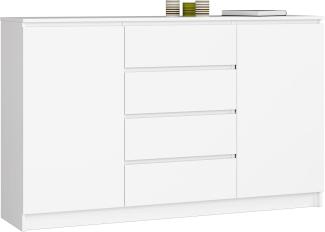 Home Collective Kommode weiß 160cm breit Schlafzimmer und Wohnzimmer, vielseitig einsetzbar für Flure und Kinderzimmer, 4 Schubladen 2 Türen