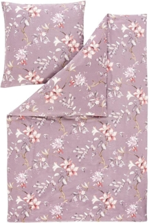 Estella Samt + Seide Flanell Bettwäsche 135x200 Lavarone mauve rosa Blüten 5433-65