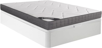 Vente-unique - Set aus Bettgestell + Matratze - 140 x 190 cm - 5-Zonen-Taschenfederkern & Auflage aus Memory Schaum - Stärke 23 cm - Weiß - BABYLONE von YSMÉE