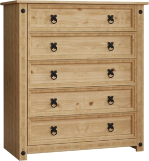 Vida Designs Corona Kommode 5 Schubladen massivem mexikanischem Kiefernholz Distressed gewachst