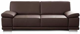 CAVADORE 3-Sitzer Sofa Corianne in Kunstleder / Sofa Lederoptik in hochwertigem Kunstleder und modernem Design / Mit verstellbaren Armlehnen / 217 x 80 x 99 / Kunstleder braun