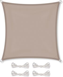 CelinaSun Sonnensegel inkl Befestigungsseile Premium PES Polyester wasserabweisend imprägniert Quadrat 5x5 m Taupe