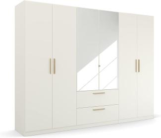Rauch Möbel Skandi by Quadra Spin Schrank Drehtürenschrank, Weiß, 6-trg. mit Spiegel, inkl. 3 Kleiderstangen, 3 Einlegeböden, 2 Schubkästen, BxHxT 271 x 210 x 54 cm