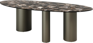 Esstisch Edge Oval 280x130 Keramik Iris FMG Agatablack Troa Metall Effektfinish Titan