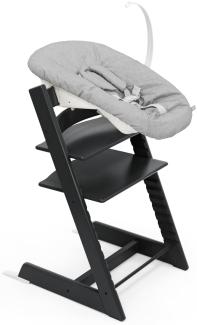 Tripp Trapp Stuhl von Stokke (Black) mit Newborn Set (Grey) - Für Neugeborene bis zu 9 kg - Gemütlich, sicher & einfach zu verwenden