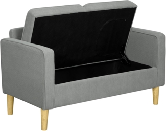 HOMCOM 2-Sitzer Sofa klein Couch mit Armlehne, Stauraum, Loungesofa 1 Teile, für Wohnzimmer, Schlafzimmer, 117 x 63 x 79 cm, Hellgrau