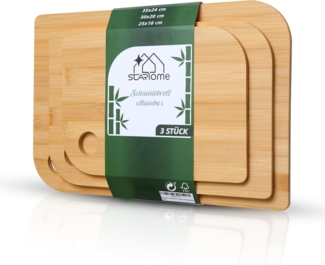 Starhome Schneidebrett - 3er Set I 35x24-30x20-25x18, (Set, 3-St, 3 Schneidebretter in verschiedene Größen), Nachhaltig angebaut, FSC zertifiziert