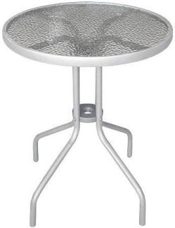 Bistrotisch Balkontisch Gartentisch Terrassentisch Glastisch silber ⌀ 60 cm