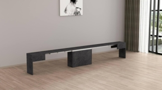 Dmora - Bank Ubertino, Sitzfläche für Esstisch, Einzelne ausziehbare Bank, 290 x 25 x 45 cm, Schiefer