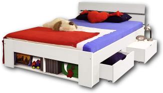 PINTO Stilvolles Kojenbett 140x200 cm - Komfortables Jugendzimmer Doppelbett in Weiß - 145 x 86 x 204 cm (B/H/T)