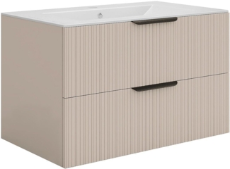 Vente-unique - Hängeschrank für Waschbecken in Rillenoptik - Beige - 80 cm - DALIKO