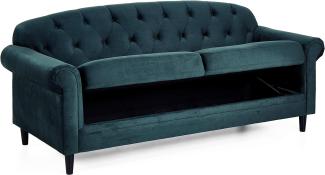 Atlantic Home Collection Sofa CARLA, mit Stauraumfunktion, Wellenunterfederung (NOSAG), Velourbezug in Samthaptik, Grün