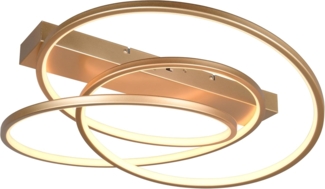 Moderne dimmbare LED Deckenleuchte DARVIN in Gold, Breite 64cm