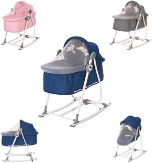 Lorelli Babywiege manuell Alicante 2 in 1 Babywippe Moskitonetz Sonnendach Gurt blau