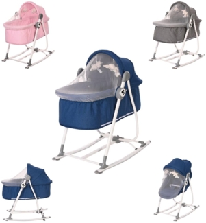 Lorelli Babywiege manuell Alicante 2 in 1 Babywippe Moskitonetz Sonnendach Gurt blau