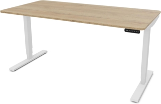 ASSMANN Elektrisch höhenverstellbarer Schreibtisch Y-Line Curved 180x80cm Eiche Natura Signalweiß Metall Holz