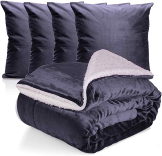 Wohndecke Kuscheldecke XL warm Sherpa, dicke Sofadecke, hochwertige Tagesdecke, Cozyor