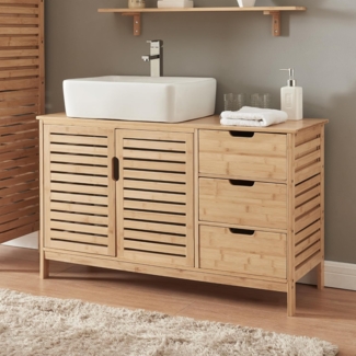 Waschbeckenunterschrank Boksereys 60x100x35 cm Bambus Natur [en. casa]