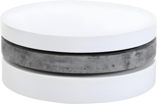 Vente-unique - Couchtisch rund - drehbar - 1 Ablagefach - MDF - Beton-Optik & Weiß - JANITA