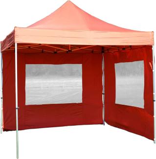 Nexos PROFI Faltpavillon Partyzelt Pavillon 3x3 m mit 2 Seitenteilen - hochwertige Ausführung - wasserdichtes Dach mit PVC-coating - 270 g m² inklusive Tragetasche und Zubehör - Farbe: terracotta Faltpavillon