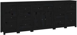 Sideboard Schwarz 230 x 35 x 80 cm Massivholz Kiefer [3114093]