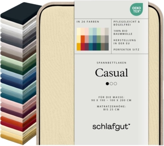 Schlafgut Spannbettlaken CASUAL u.a. in Gr. 90x200, 140x200 oder 180x200 cm, 100% Bio-Baumwolle, Jersey, Gummizug: rundum, (1 Stück), Bettlaken für Matratzen bis 25 cm Höhe, zuverlässig, langlebig, weich