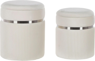 Pouf CAMDENTON 2er Set Cremeweiß Samtstoff 36 31 cm 36 31 cm