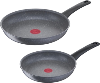 Tefal G15090 Healthy Chef 2-teiliges Pfannen-Set | 24 + 28 cm | Mineralia+ Antihaftversiegelung | Thermo-Signal Temperaturindikator | Made in France | induktionsgeeignet | spülmaschinenfest | Grau