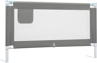 WOLTU Bettgitter, 150 cm Bettschutzgitter für Kinder Baby, Rausfallschutz Bett Boxspringbett Kinderbett Elternbett, Gitterschutz höhenverstellbar 69-87 cm, Oxford-Gewebe Metall, Dunkelgrau