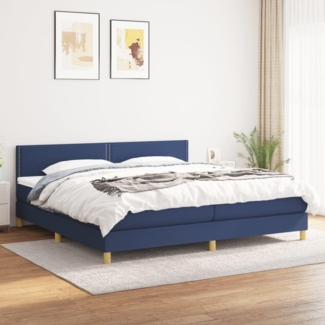 vidaXL Boxspringbett mit Matratze Blau 200x200 cm Stoff, Härtegrad: H2 [3140567]