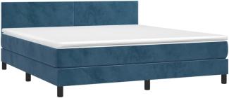 vidaXL Boxspringbett mit Matratze & LED Dunkelblau 160x200 cm Samt 3134295