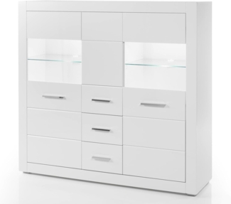 Highboard Carrara in Hochglanz weiß 149 x 142 cm