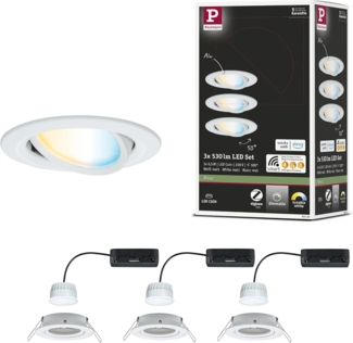 Paulmann 92440 LED Einbauleuchte Nova Coin 3er-Set Zigbee Tunable White Weiß matt