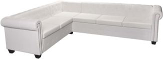vidaXL Chesterfield-Ecksofa 6-Sitzer Weiß Kunstleder 287915
