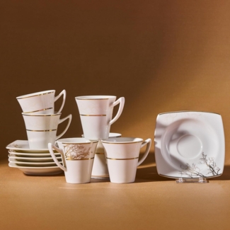 Karaca Kaffeeservice Autumn Kaffeeservice Fur 6 Personen, 6x Espressotasse 6x Untertasse