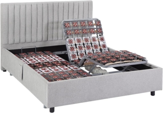 Dekoratives Bettgestell mit elektrischer Relaxfunktion - 2x48 Teller - 2 x 70 x 190 cm - Stoff - Grau - NALU von YSMÉE