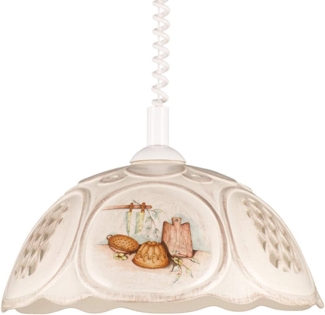 Helios Leuchten Pendelleuchte Küchenlampe Keramik beige, Keramiklampe, Deckenlampe, Hängelampe, für Küche Esszimmer Esstisch, Deckenleuchte hängend höhenverstellbar
