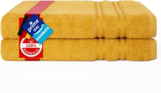 HAMMETEX Duschtuch 2er Set Badetücher 70x140 cm, 100% Baumwolle, Weich & Saugstark, Frottier (Set, 2-St), mit Bordüre, einfarbig, weich